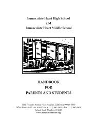 HANDBOOK FOR PARENTS AND STUDENTS - Immaculate Heart ...