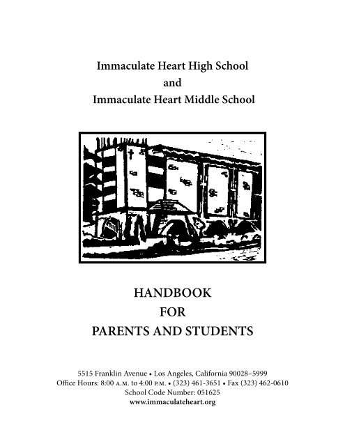 HANDBOOK FOR PARENTS AND STUDENTS - Immaculate Heart ...