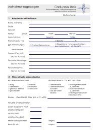 Aufnahmefragebogen für Patientinnen - Caduceus Klinik