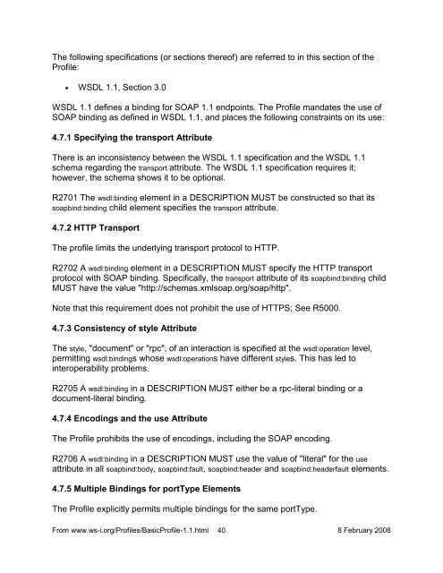 WS-I Basic Profile Version 1.1 - instructional media + magic