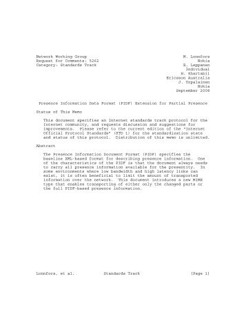 RFC 5262 Presence Information Data Format (PIDF) - instructional ...