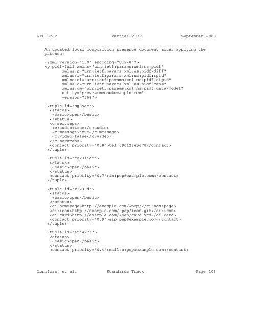 RFC 5262 Presence Information Data Format (PIDF) - instructional ...