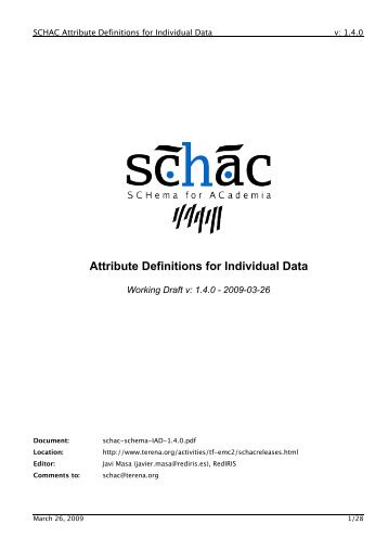 SCHAC Attribute Definitions for Individual Data