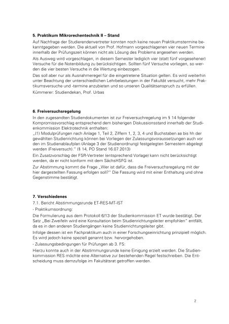 Protokoll 7 / 13 - Fakultät Elektrotechnik und Informationstechnik