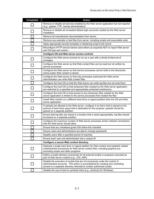 NIST 800-44 Version 2 Guidelines on Securing Public Web Servers