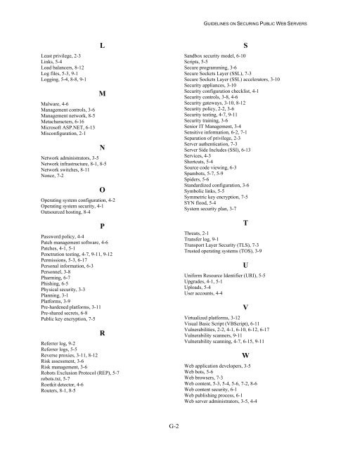 NIST 800-44 Version 2 Guidelines on Securing Public Web Servers