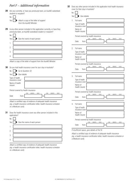 Form 1416 - Department of Immigration & Citizenship