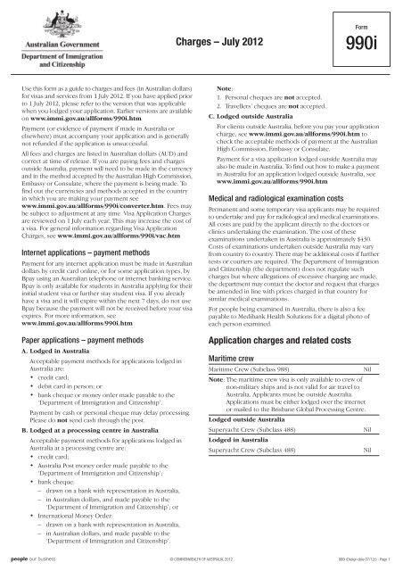 Form 990i - Department of Immigration &amp; Citizenship