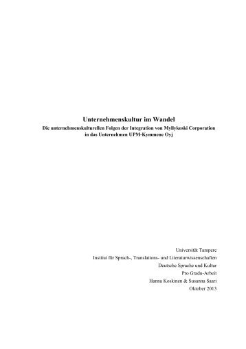 Unternehmenskultur im Wandel - TamPub - Tampereen yliopisto