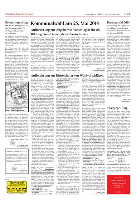 Amtsblatt Nr. 1 vom 9. Januar 2014 - Stadt Halle (Saale)