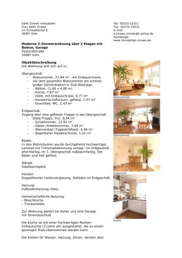 Moderne 3-Zimmerwohnung Ã¼ber 2 Etagen mit ... - Zirwes Immobilien