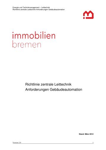 Richtlinie zentrale Leittechnik Anforderungen GebÃ¤udeautomation