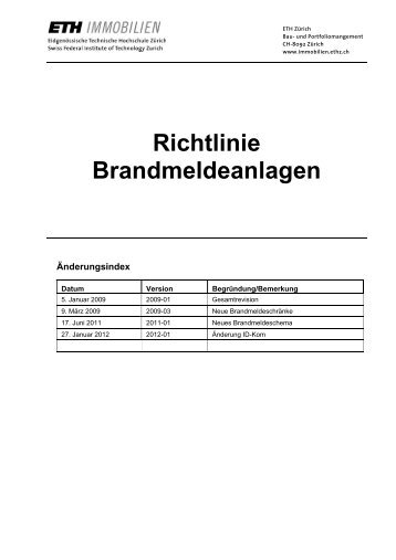 Richtlinie Brandmeldeanlagen - Immobilien - ETH ZÃ¼rich