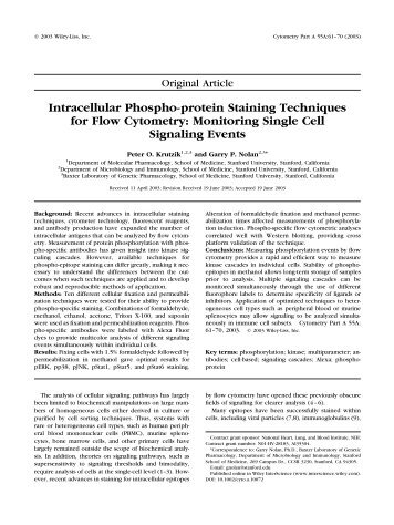 Intracellular phospho‐protein staining techniques for flow cytometry ...