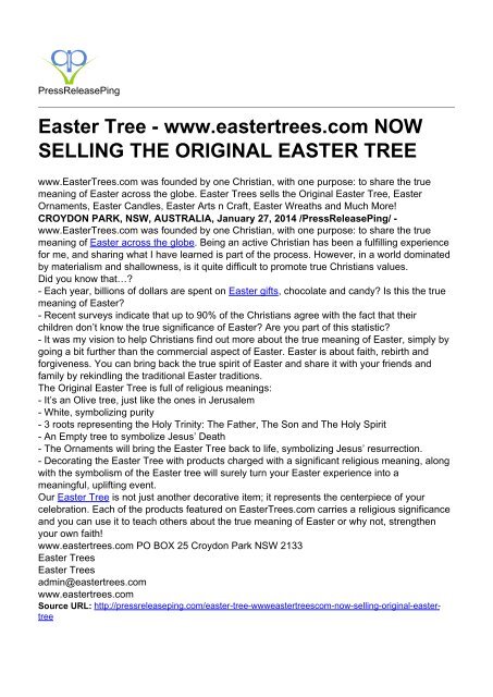 Easter Tree - www.eastertrees.com NOW SELLING THE ORIGINAL EASTER TREE