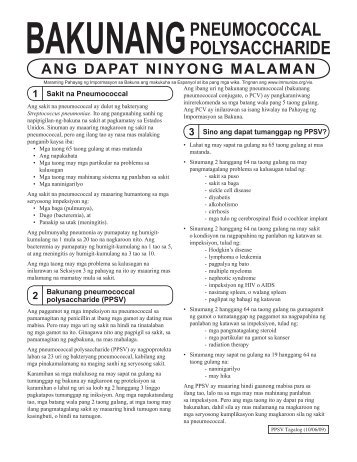 VIS Pneumococcal Polysaccharide vaccine Tagalog