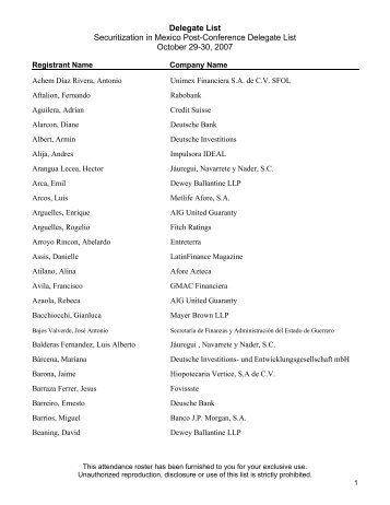 Delegate List Securitization in Mexico Post-Conference ... - IMN