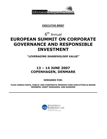 european summit on corporate governance and responsible ... - IMN