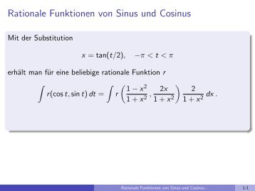 Rationale Funktionen von Sinus und Cosinus - imng