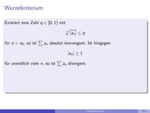 Wurzelkriterium - imng