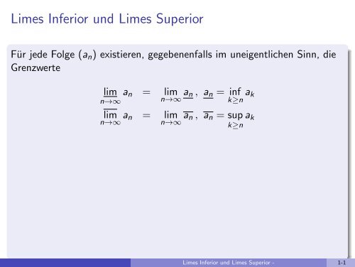 Limes Inferior und Limes Superior - imng