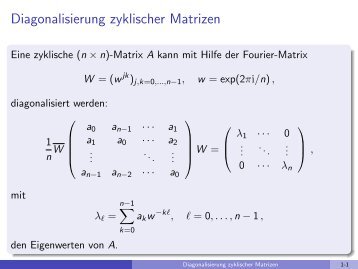 Diagonalisierung zyklischer Matrizen - imng