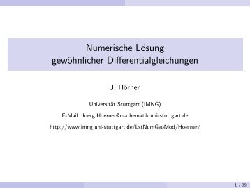 Numerische LÃ¶sung gewÃ¶hnlicher Differentialgleichungen - imng ...