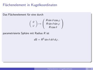 FlÃ¤chenelement in Kugelkoordinaten - imng