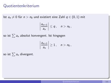 Quotientenkriterium - imng