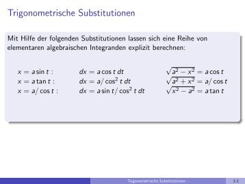 Trigonometrische Substitutionen - imng