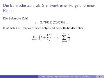 Die Eulersche Zahl als Grenzwert einer Folge und einer Reihe - imng