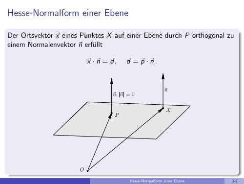 Hesse-Normalform einer Ebene - imng