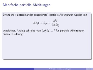 Mehrfache partielle Ableitungen - imng