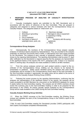 CASUALTY ANALYSIS PROCEDURE - IMO