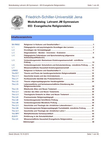 Modulkatalog - Friedolin - Friedrich-Schiller-Universität Jena