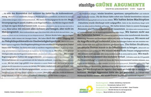 Stachlige Grüne Argumente Nr. 188 - Bündnis 90/Die Grünen Berlin