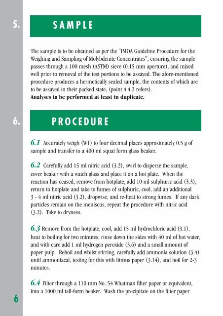 Assaying Molybdenite Concentrates - IMOA