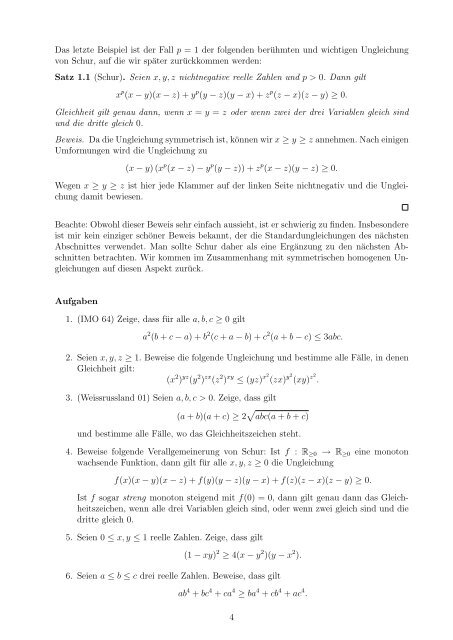 Ungleichungen Skript - Schweizer Mathematik-Olympiade