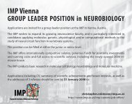 IMP Vienna GROUP LEADER POSITION in NEUROBIOLOGY