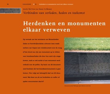 Herdenken en monumenten sterk met elkaar verweven - Impact