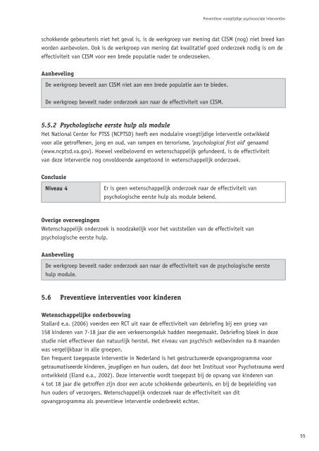 richtlijn Vroegtijdige psychosociale interventies na rampen - Impact