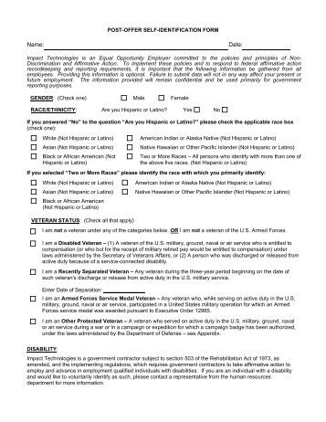 Applicant Voluntary Self Identification Form Waterfurnace Affirmative Voluntary Self Identification Form Template