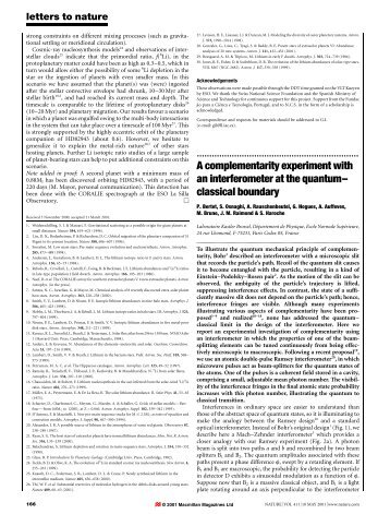 A complementarity experiment with an interferometer at the quantum ...