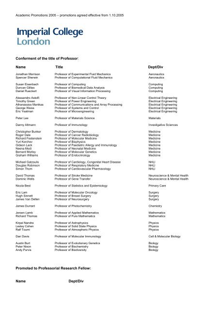 A full list of academic promotions is online here