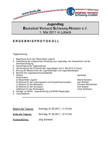 Jugendtag Basketball - Basketballverband Schleswig-Holstein e.v.