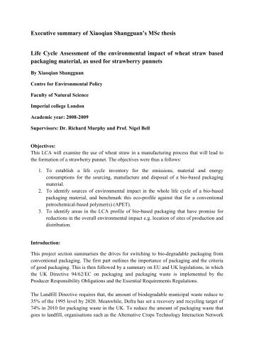 Executive summary of Xiaoqian Shangguan's MSc thesis - Imperial ...