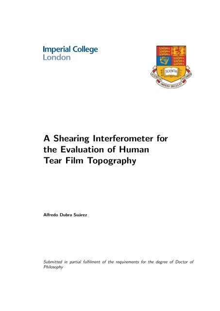 Alfredo Dubra's PhD thesis - Imperial College London