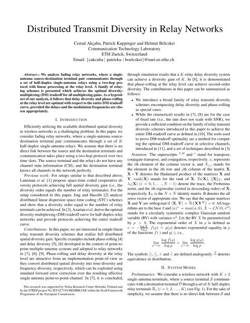 Distributed Transmit Diversity in Relay Networks - Imperial College ...