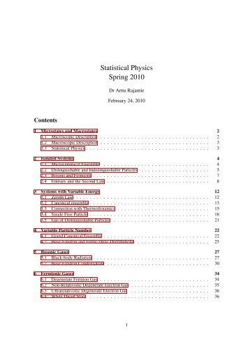 Statistical Physics Spring 2010