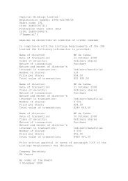 Imperial Holdings Limited Registration number: 1946/021048/06 ...